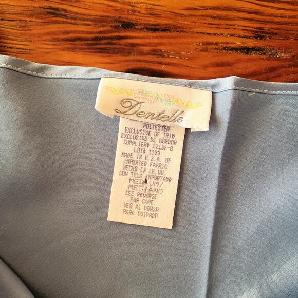 Vtg Donatella Blue Satin Lace Nightgown - Picture 4 of 4